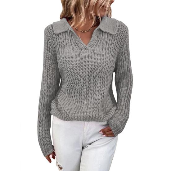 Mae | Women's V-Neck Collared Sweater - Image 2