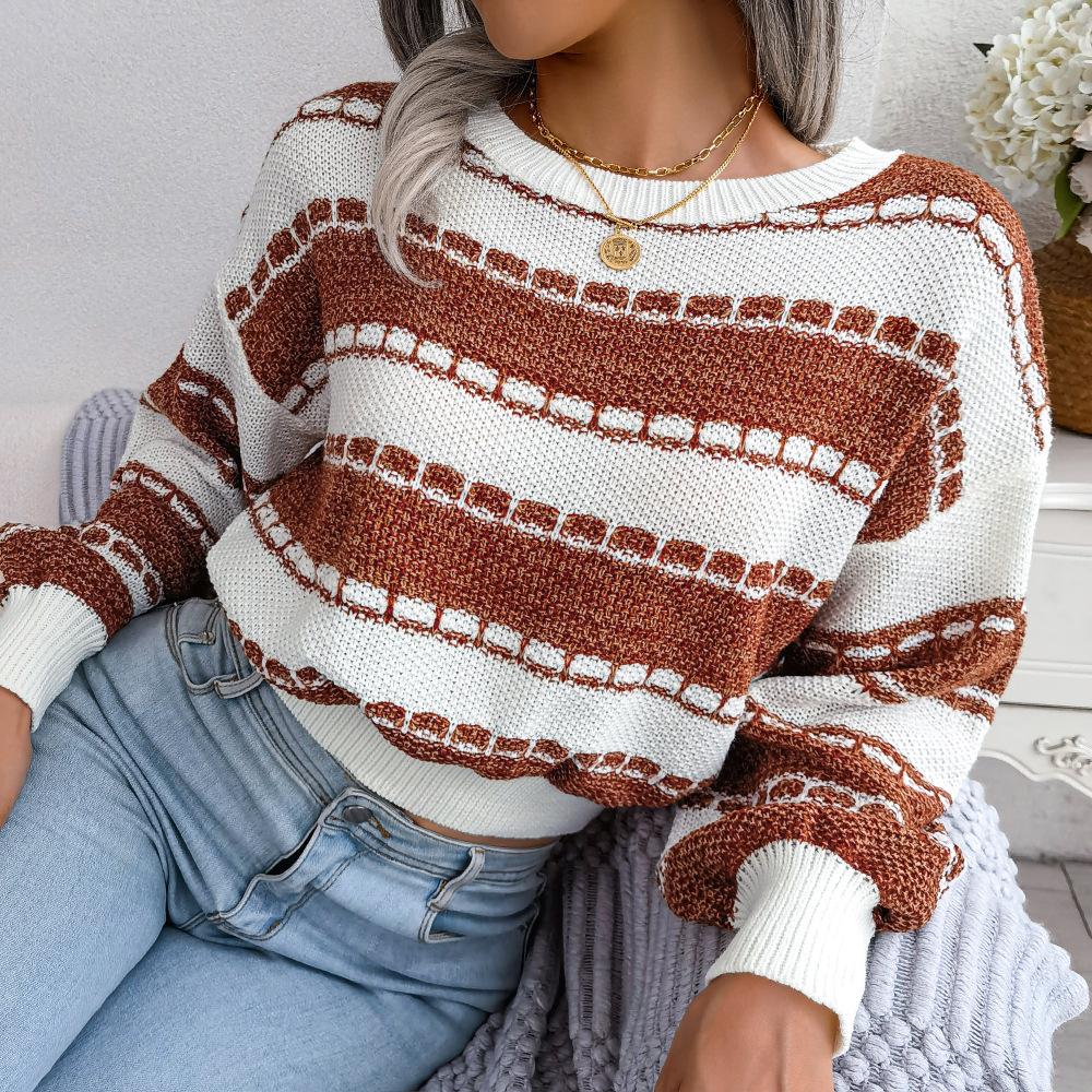 Rhonda | Women's Cropped Striped Sweater - Image 2