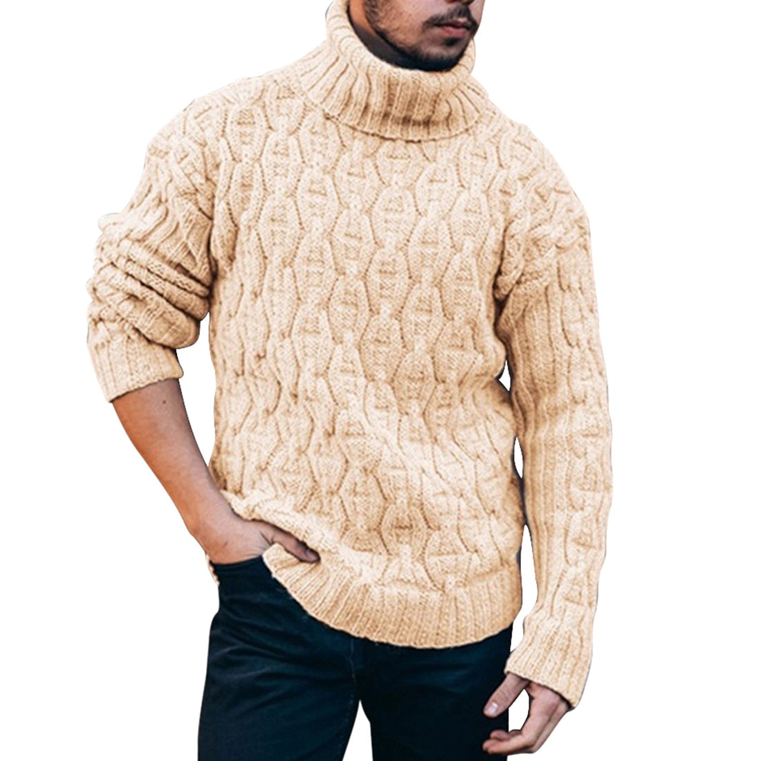 Lionel | Men's Turtleneck Cable Knit Sweater - Image 3