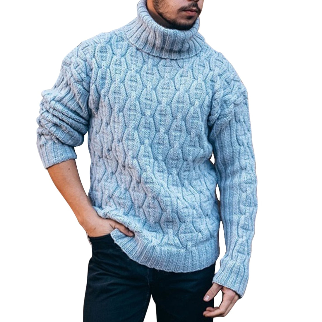 Lionel | Men's Turtleneck Cable Knit Sweater - Image 4