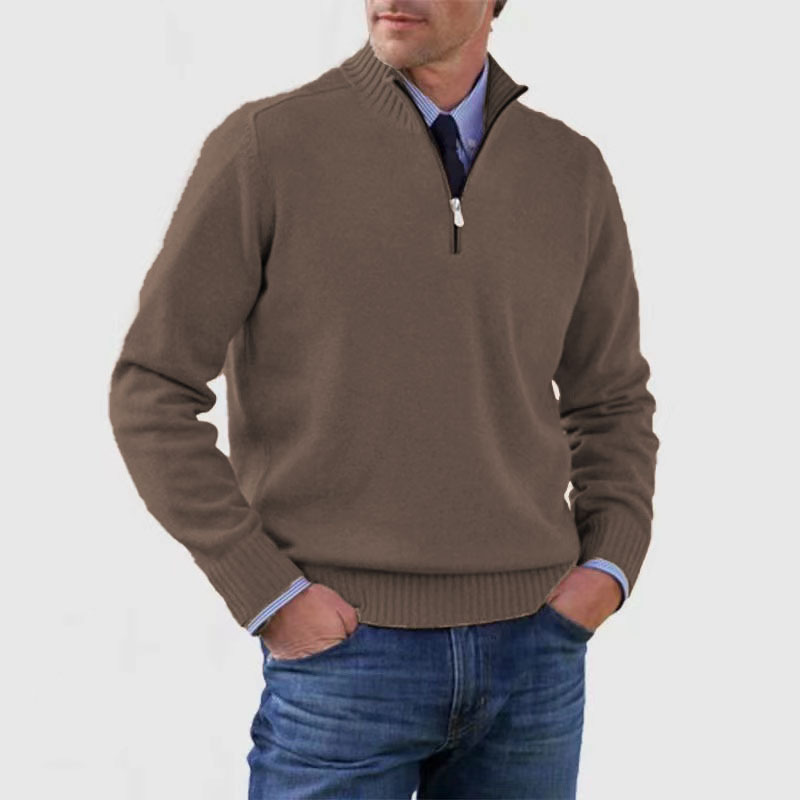 Dallas | Men's Quarter Zip Ribbed Knit Sweater - Image 11