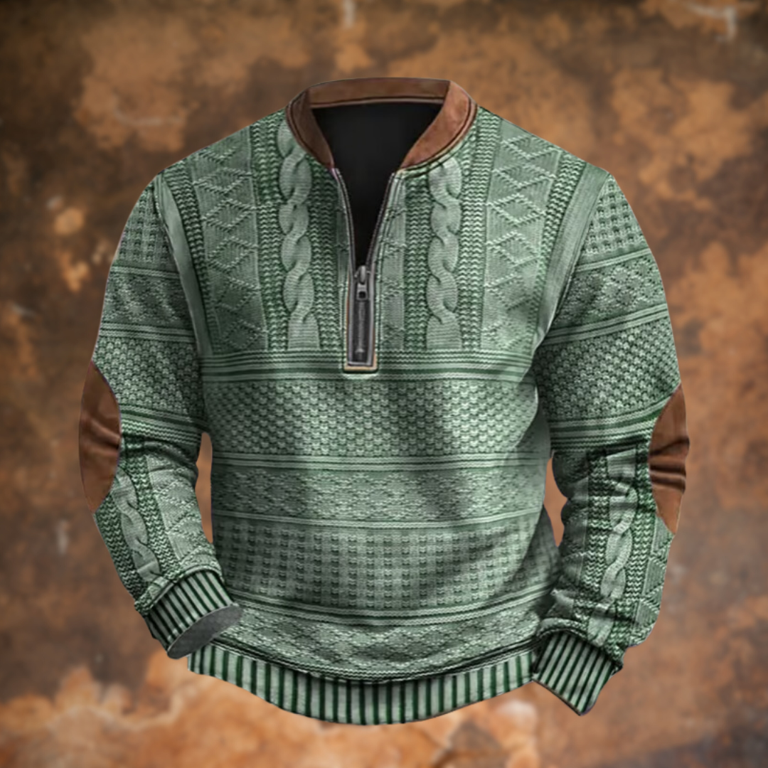Harrison | Men's Quarter Zip Cable Knit Sweater - Image 6