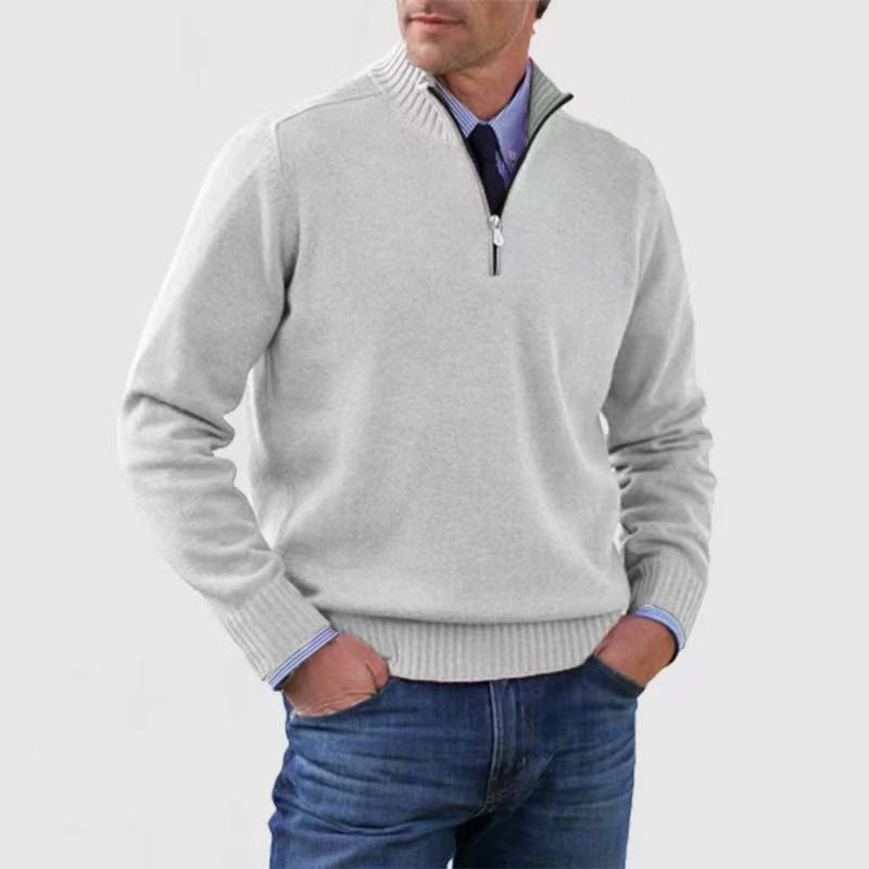 Dallas | Men's Quarter Zip Ribbed Knit Sweater - Image 4