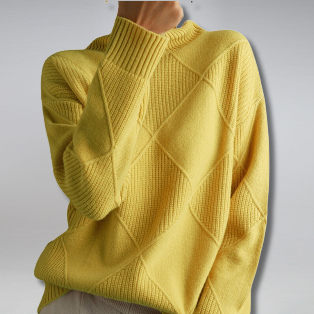 Mackenzie | Women's Turtleneck Diamond Pattern Sweater - Image 2