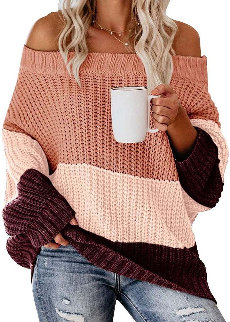Vivian | Women's Oversized Color Block Pullover Sweater - Image 3