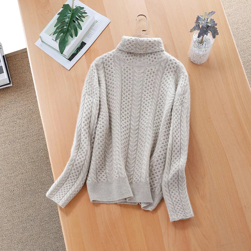 Loretta | Women's Cable Knit Turtleneck Sweater - Image 6