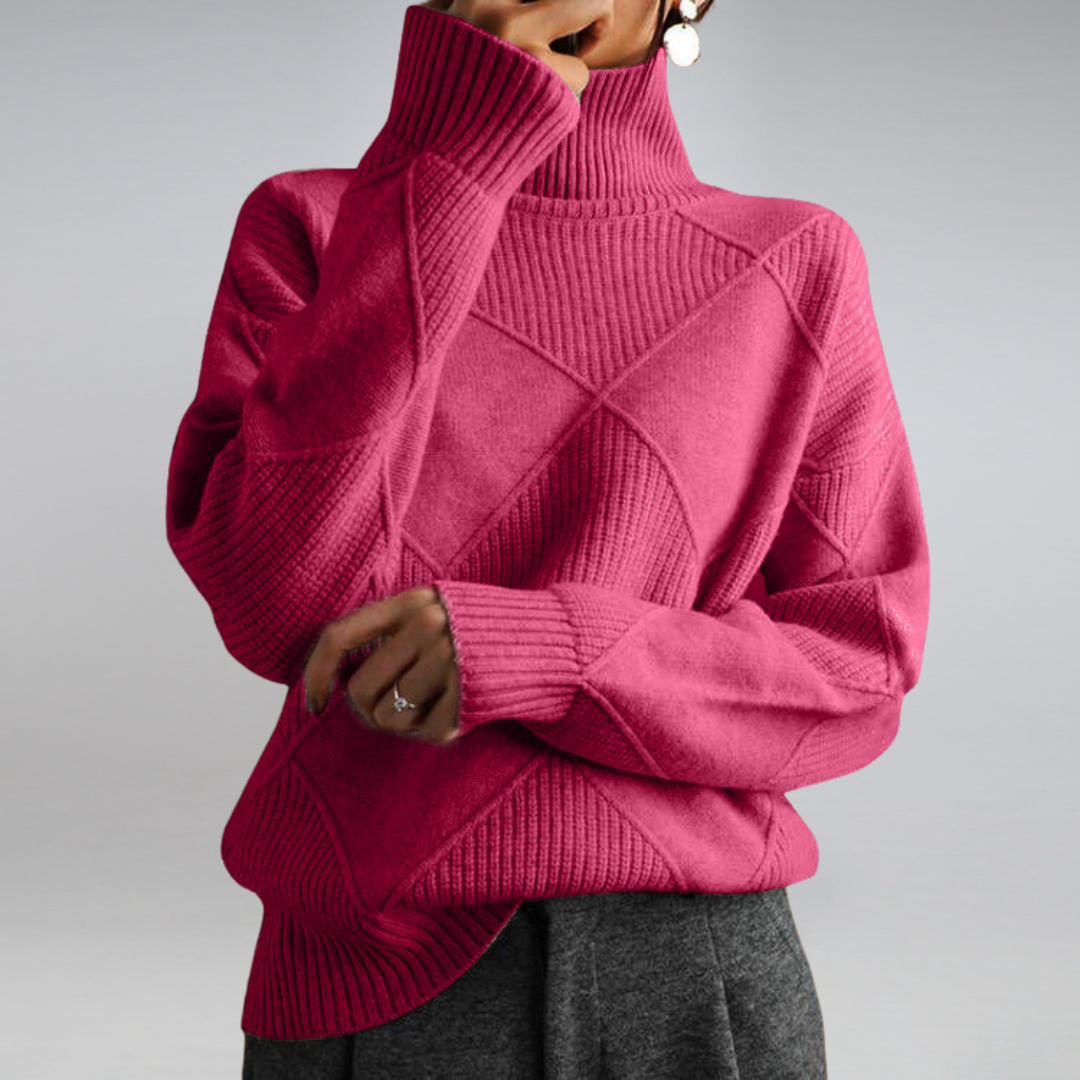 Mackenzie | Women's Turtleneck Diamond Pattern Sweater - Image 7