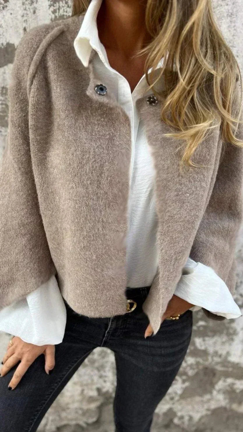 Melissa | Women's Cropped Open-Front Sweater Jacket - Image 2