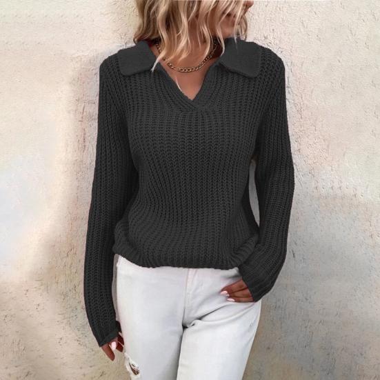 Mae | Women's V-Neck Collared Sweater - Image 3