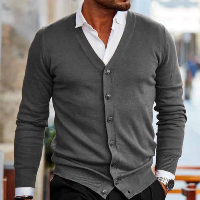 Preston | Men's V-Neck Button-Down Sweater - Image 5