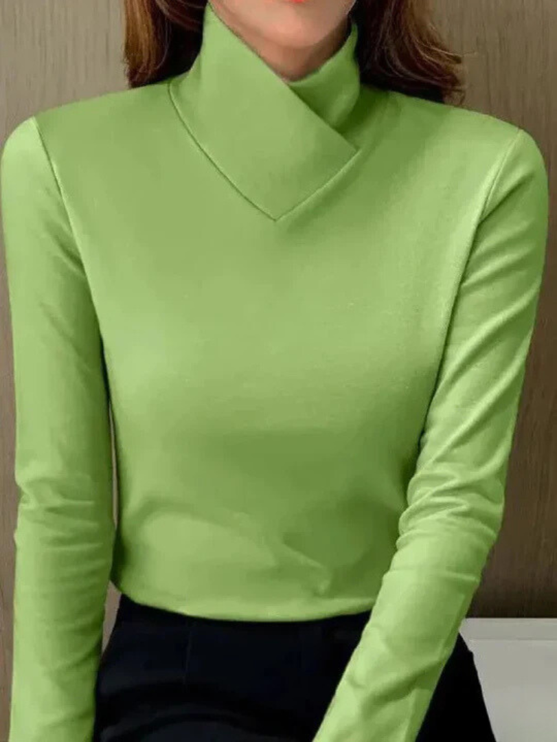 Cynthia | Women's Fitted Mock Neck Long Sleeve Top - Image 4