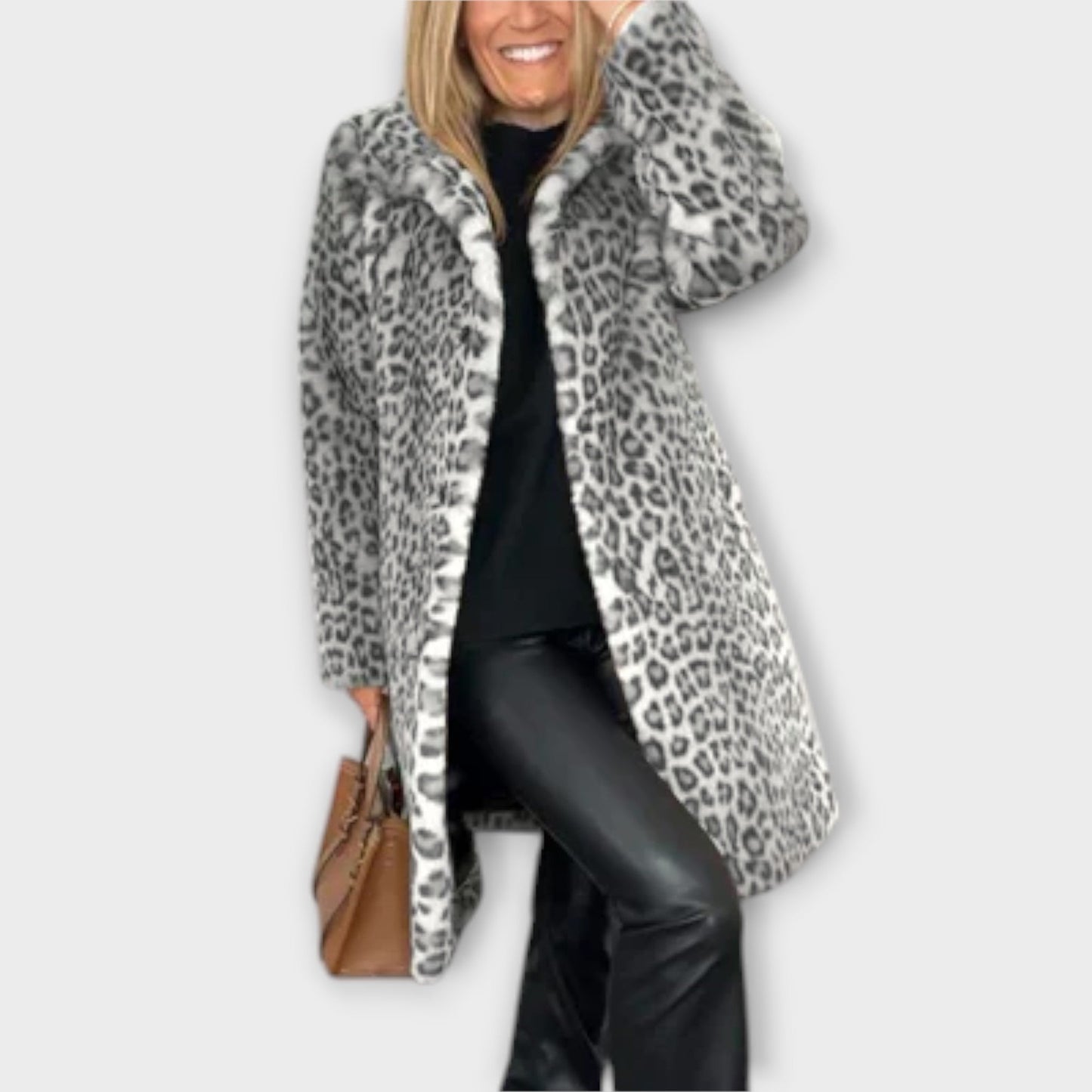 Fern | Women's Long Leopard Print Coat - Image 2