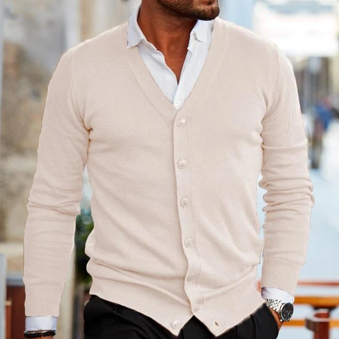 Preston | Men's V-Neck Button-Down Sweater - Image 4
