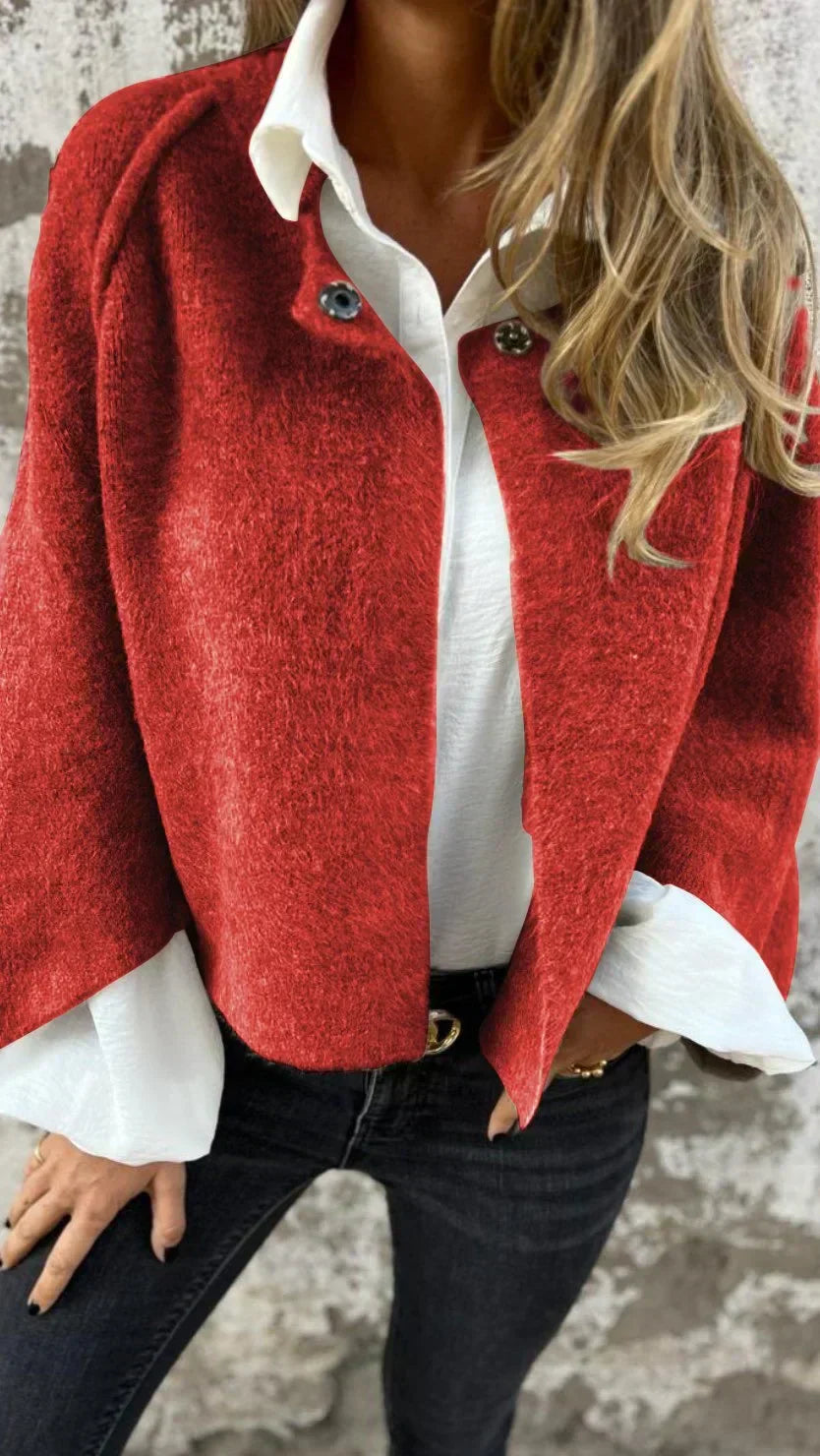 Melissa | Women's Cropped Open-Front Sweater Jacket - Image 3