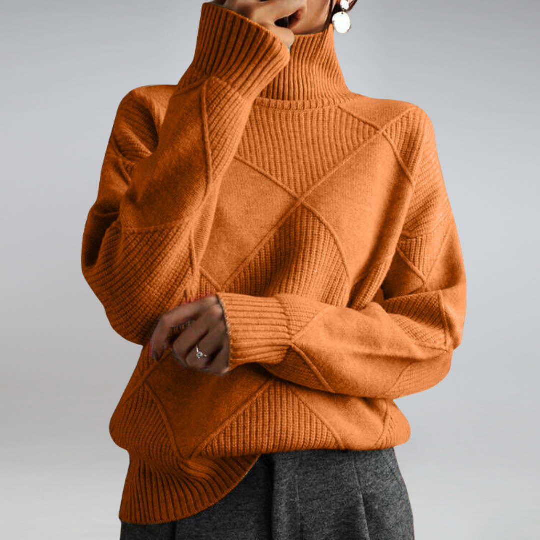 Mackenzie | Women's Turtleneck Diamond Pattern Sweater - Image 8