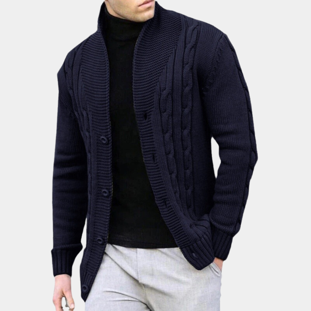 Wayne | Men's Button-Down Cable Knit Jacket - Image 3