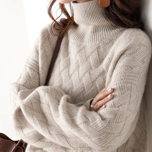 Dawn | Women's Turtleneck Textured Knit Sweater - Image 5