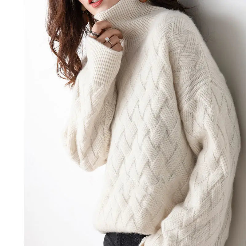 Dawn | Women's Turtleneck Textured Knit Sweater - Image 2