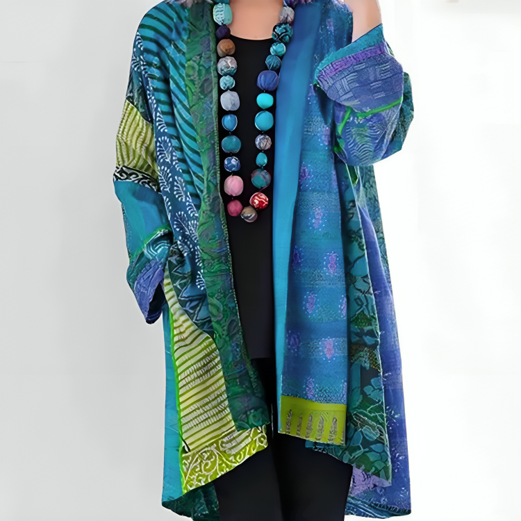 Riley | Women's Open Front Patchwork Jacket - Image 1