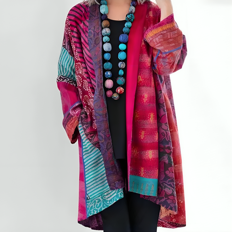Riley | Women's Open Front Patchwork Jacket - Image 2