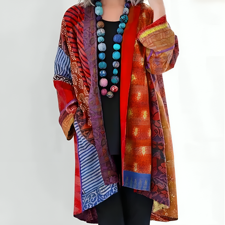 Riley | Women's Open Front Patchwork Jacket - Image 3