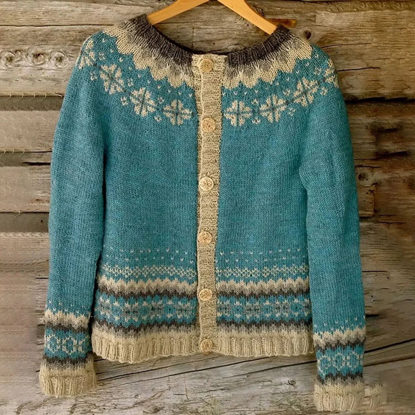 Libby | Women's Fair Isle Button-Front Cardigan - Image 3
