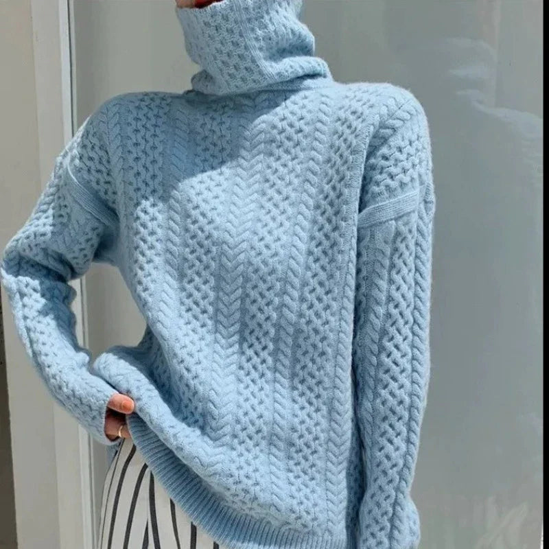 Loretta | Women's Cable Knit Turtleneck Sweater - Image 5