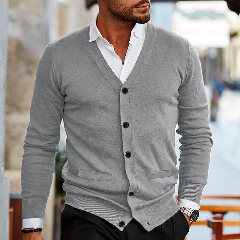 Preston | Men's V-Neck Button-Down Sweater - Image 6