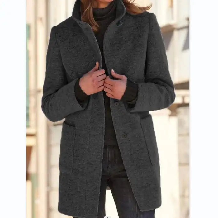Gabriella | Women's Button Front Mid-Length Coat - Image 4