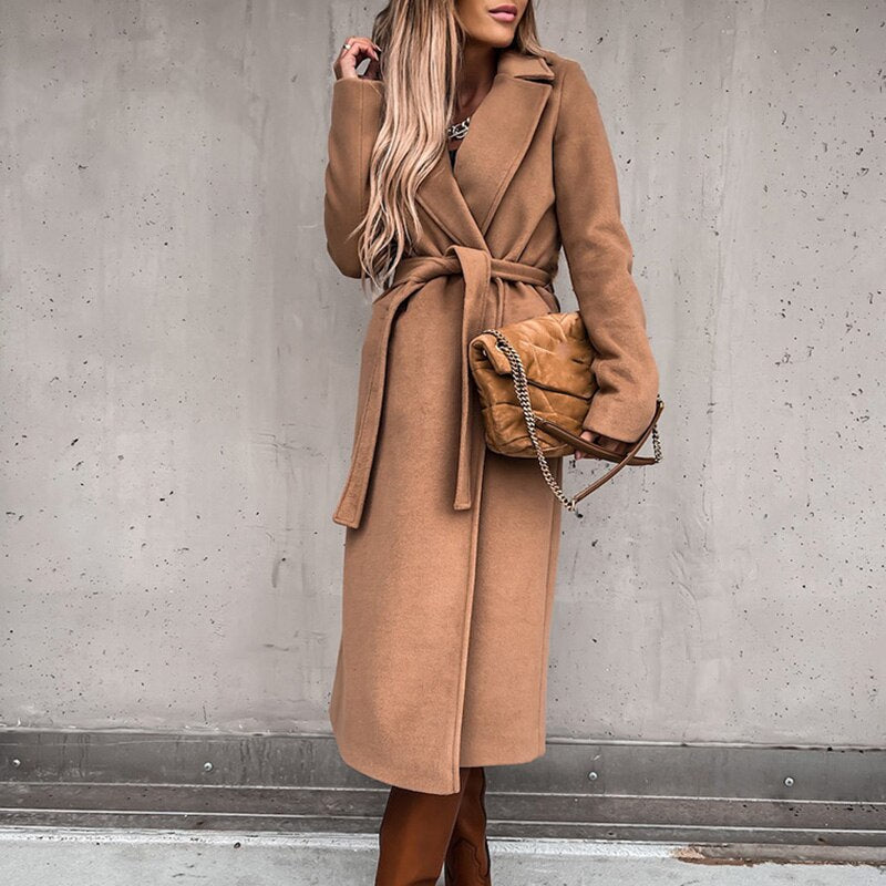 Vicki | Women's Wrap Belted Long Coat - Image 3