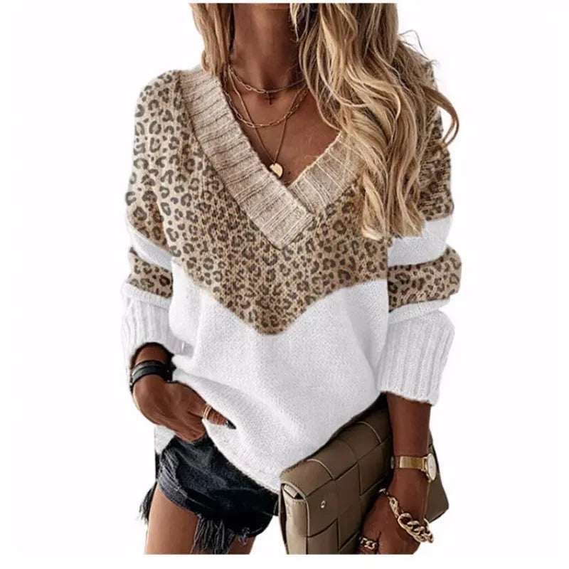 Nancy | Women's V-Neck Color Block Sweater - Image 4