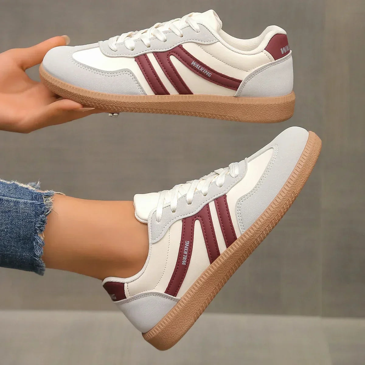 Renee | Women's Striped Low Top Lace-Up Sneakers - Image 3