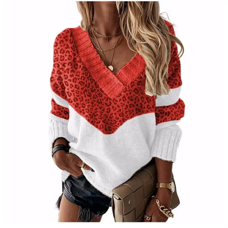 Nancy | Women's V-Neck Color Block Sweater - Image 5