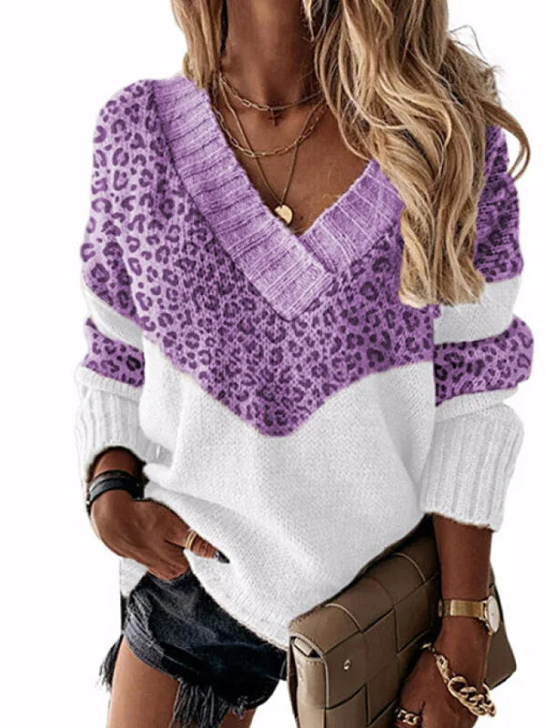 Nancy | Women's V-Neck Color Block Sweater - Image 7