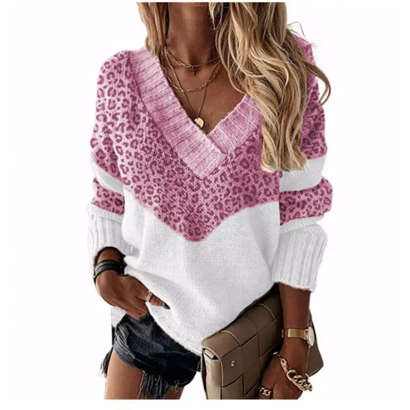Nancy | Women's V-Neck Color Block Sweater - Image 6