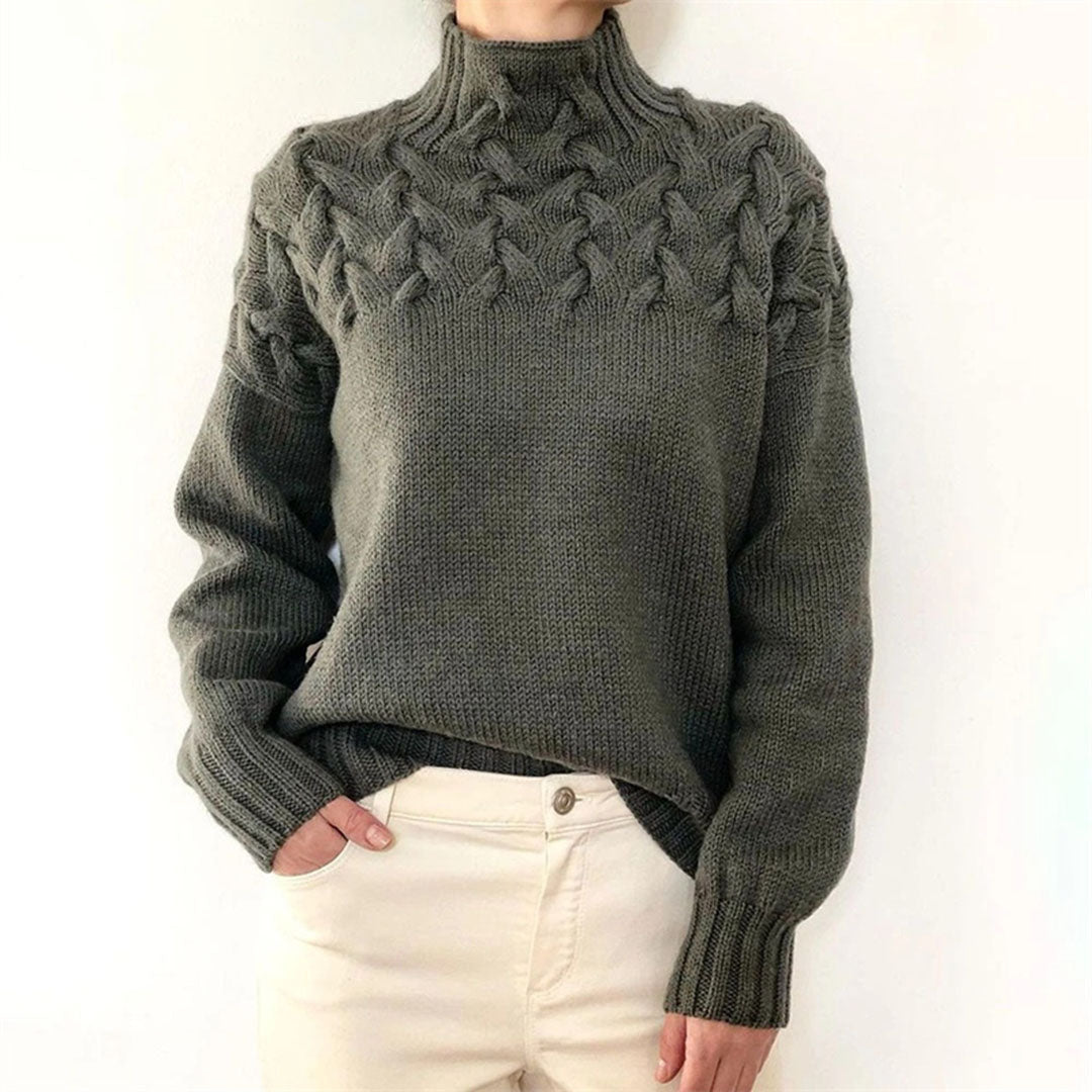 Rochelle | Women's Turtleneck Cable Knit Sweater - Image 4