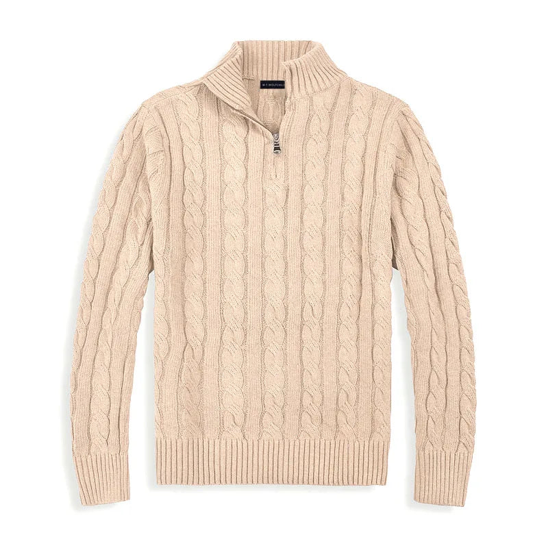 Elijah | Men's Quarter-Zip Cable Knit Sweater - Image 10