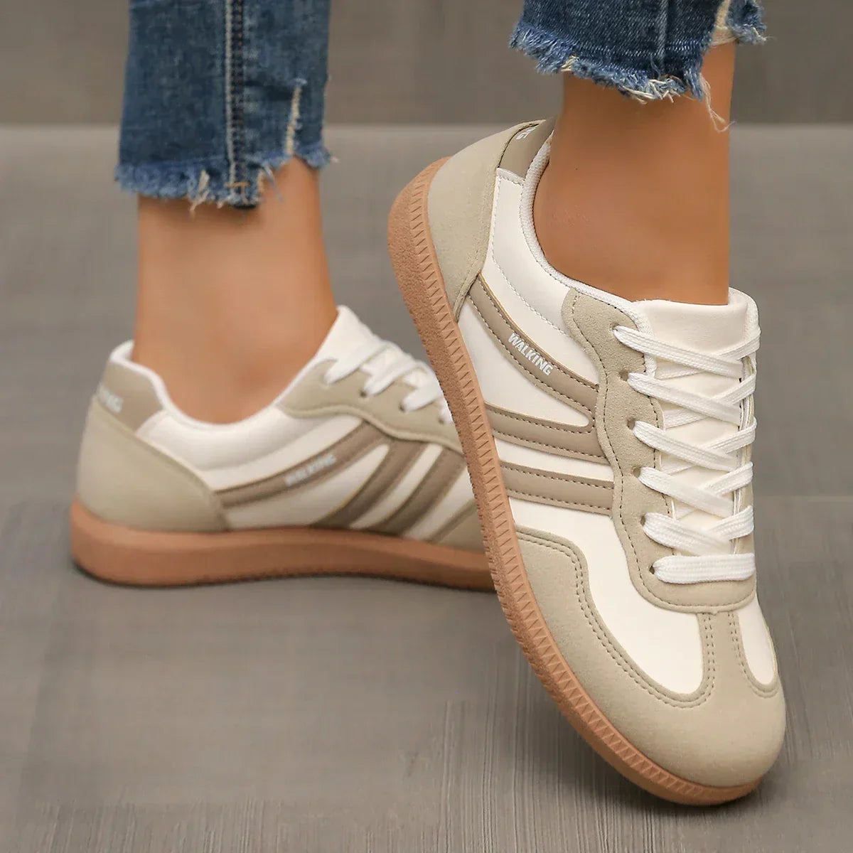 Renee | Women's Striped Low Top Lace-Up Sneakers - Image 2
