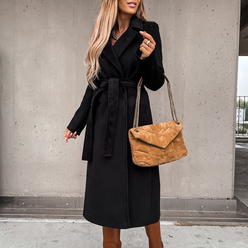 Vicki | Women's Wrap Belted Long Coat - Image 4
