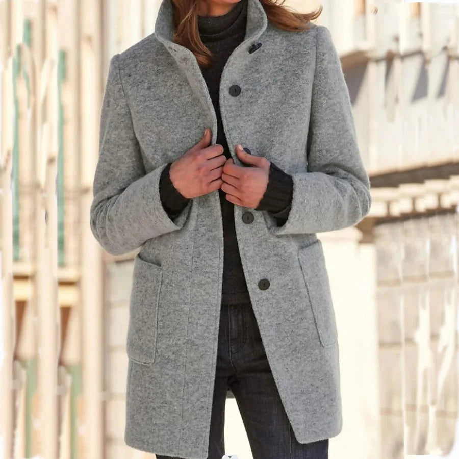 Gabriella | Women's Button Front Mid-Length Coat - Image 2