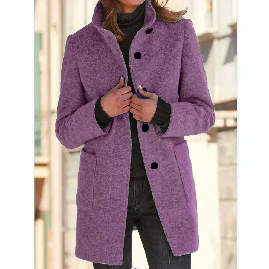 Gabriella | Women's Button Front Mid-Length Coat - Image 3