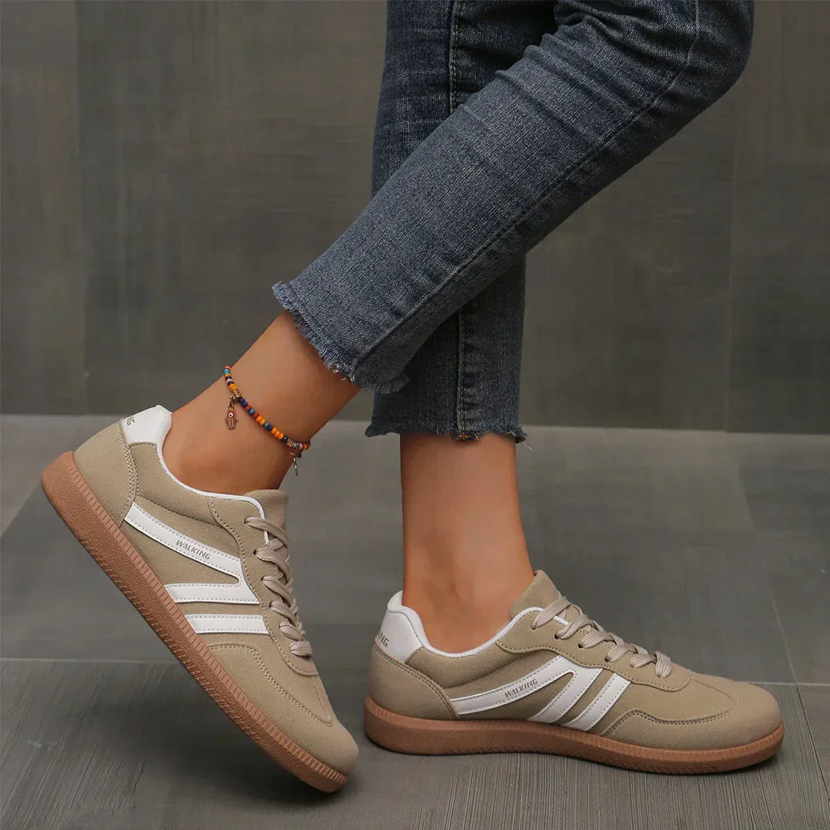 Renee | Women's Striped Low Top Lace-Up Sneakers - Image 4