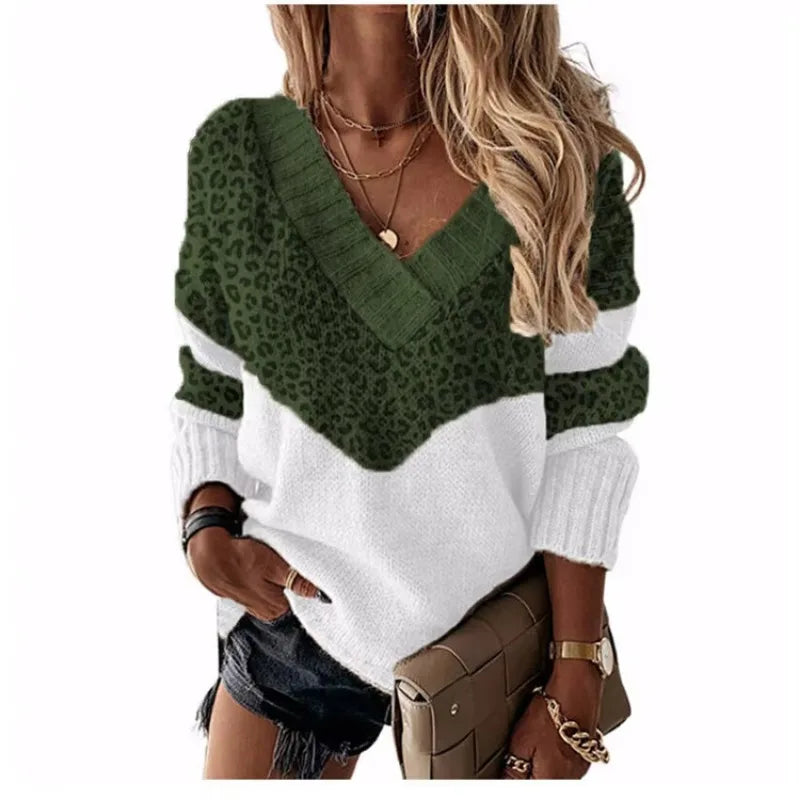 Nancy | Women's V-Neck Color Block Sweater - Image 3