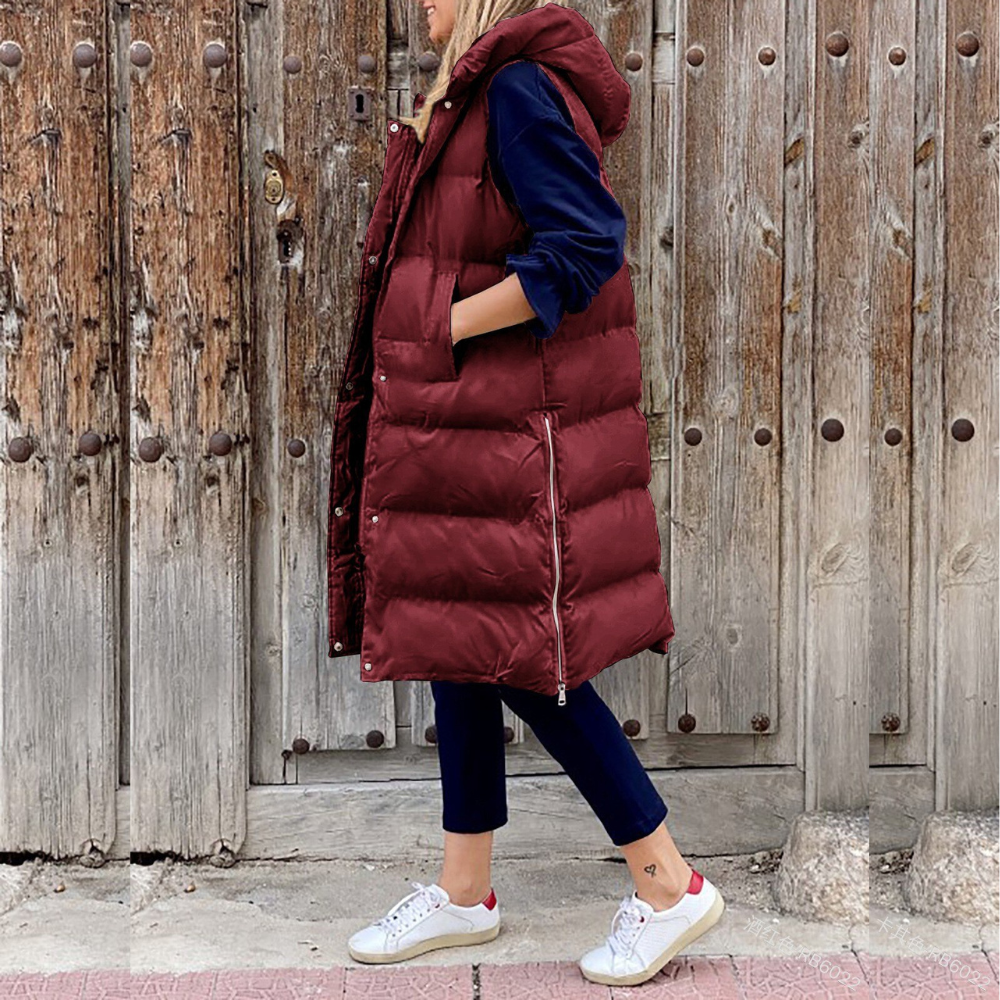 Edith | Women's Hooded Long Puffer Vest - Image 5
