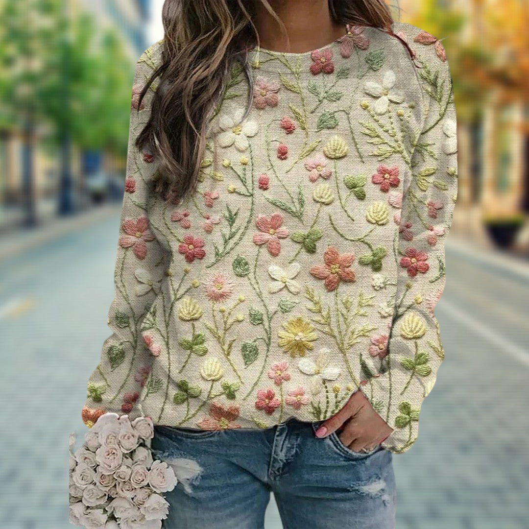 Laura | Women's Floral Crew Neck Sweater - Image 1