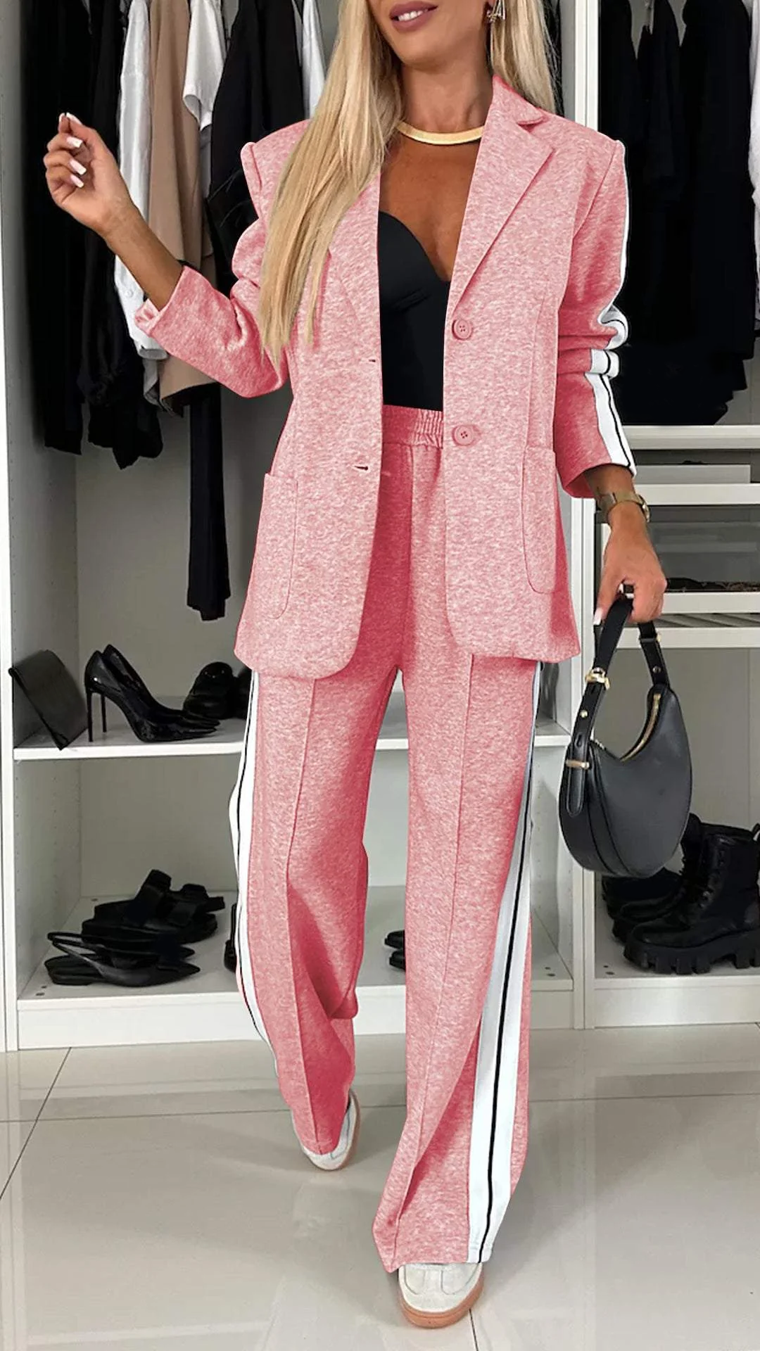 Katherine | Women's Wide Leg Blazer Pants Suit Set - Image 12