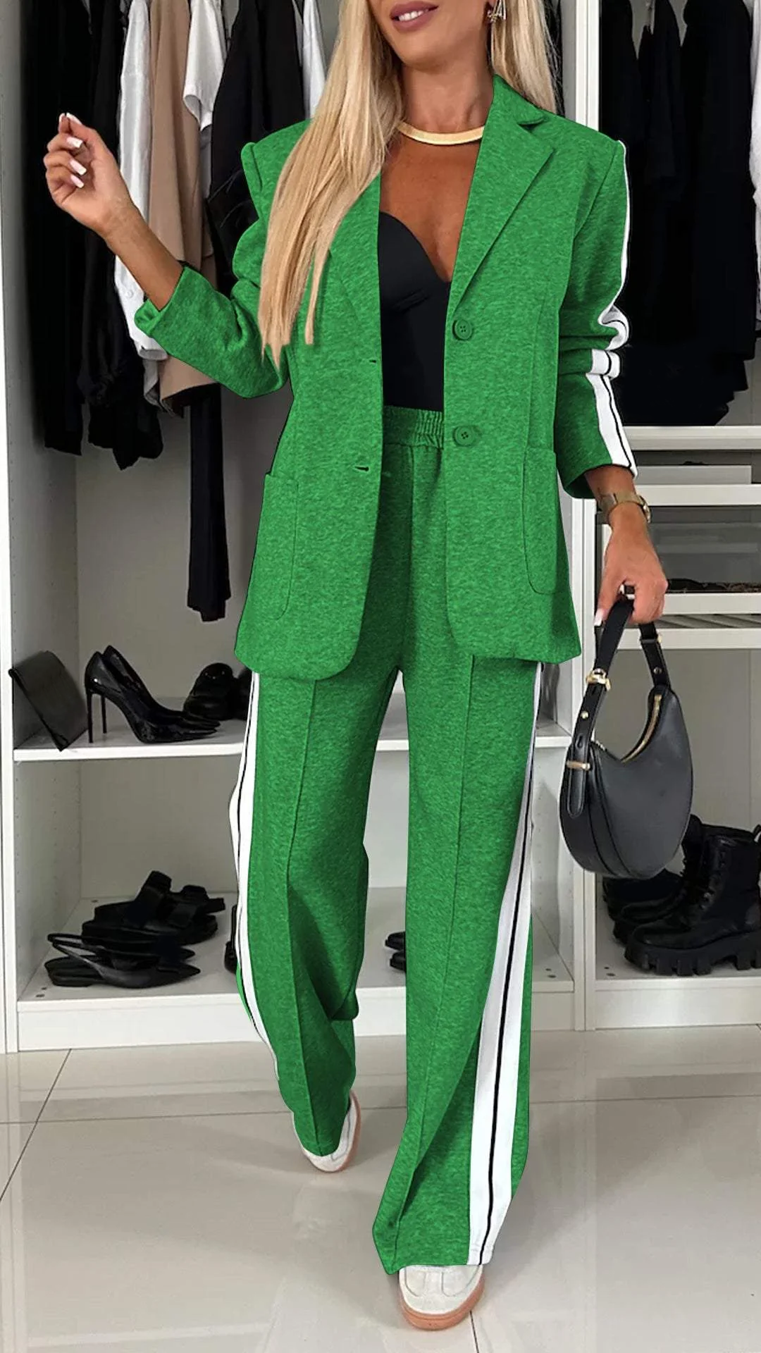 Katherine | Women's Wide Leg Blazer Pants Suit Set - Image 10