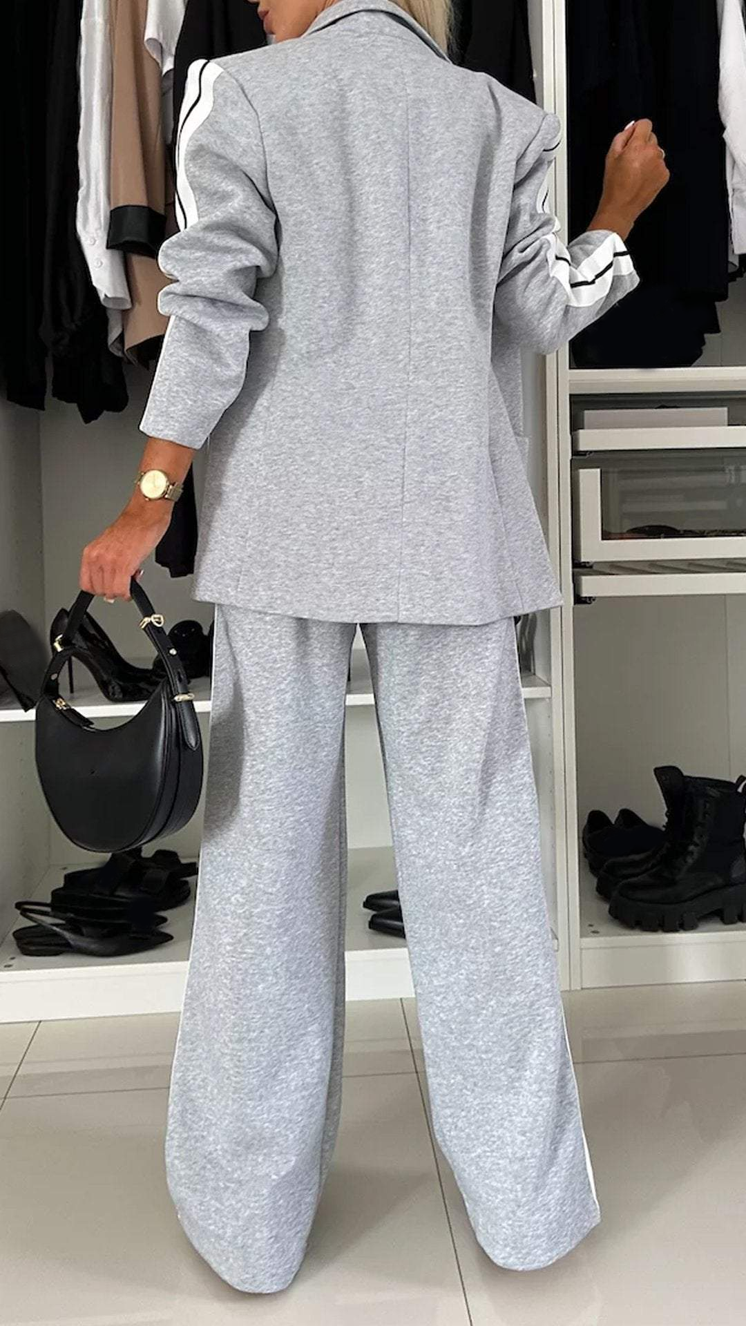 Katherine | Women's Wide Leg Blazer Pants Suit Set - Image 2