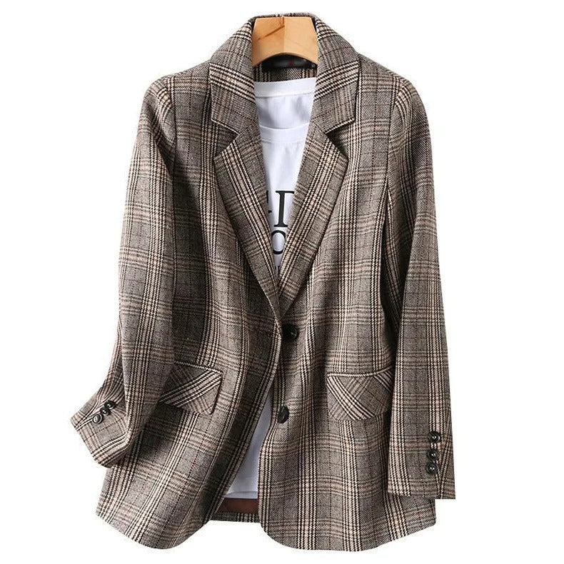 Jessica | Women's Plaid Long Sleeve Blazer - Image 4