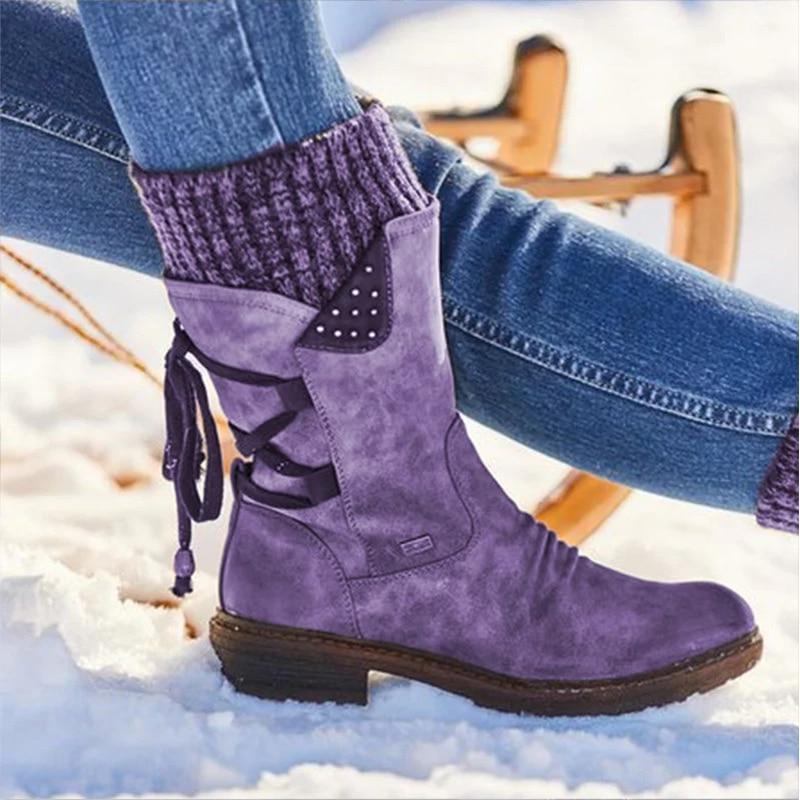 Esther | Women's Lace-Up Mid-Calf Slouch Boots - Image 4